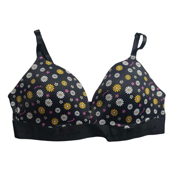 Pink Victoria's Secret Floral Daisy Plunge Padded Adjustable Bra 36C 36 C - Picture 1 of 9
